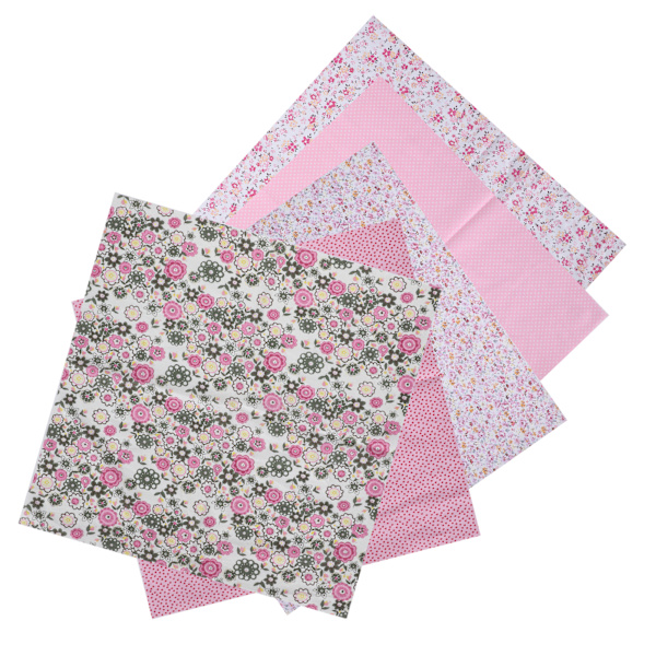 2 Set Bomullstyg Slättväv Trycktyg DIY Sömnad Quiltning PatchWork 5 Färger 50x50cm (Rosa)
