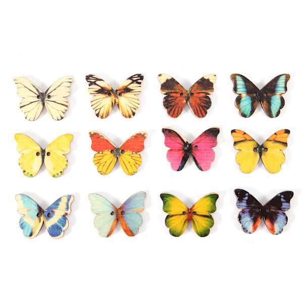 100 stk treknapper Sommerfuglformet DIY-håndverk Syutstyr Scrapbooking-dekor (21*27MM)