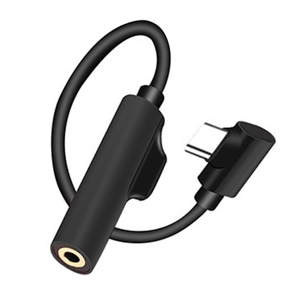 Typ C till 3,5 mm hörlursadapterkabel Laddning Lyssna 2 i 1 Typ C telefonadaptrar för Huawei Svart