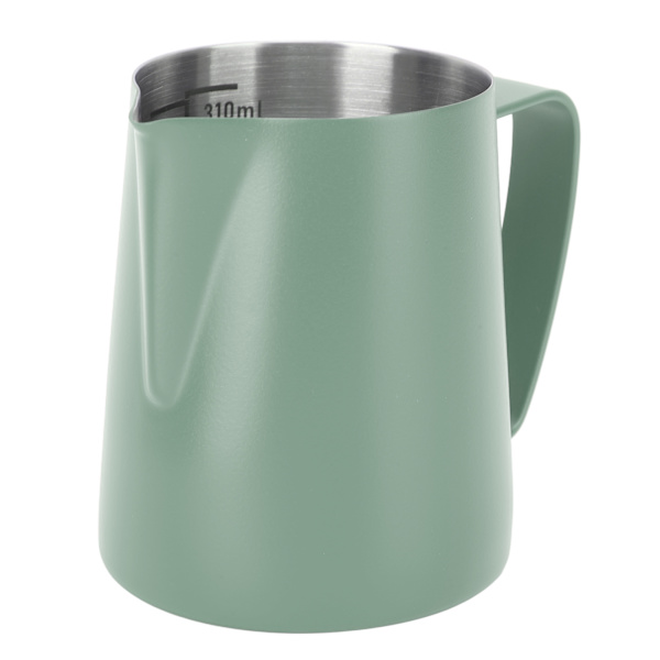 Melkeskummerkanne med spiss tut for skumming av kaffe, 310 ml, 304 rustfritt stål med innvendig skala, mørkegrønn