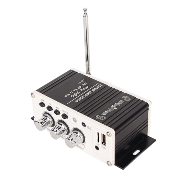 Bilforstærker 2-kanals Bluetooth 5.0 Digital Mini HIFI Stereoeffektforstærker med fjernbetjening 100-240V EU-stik