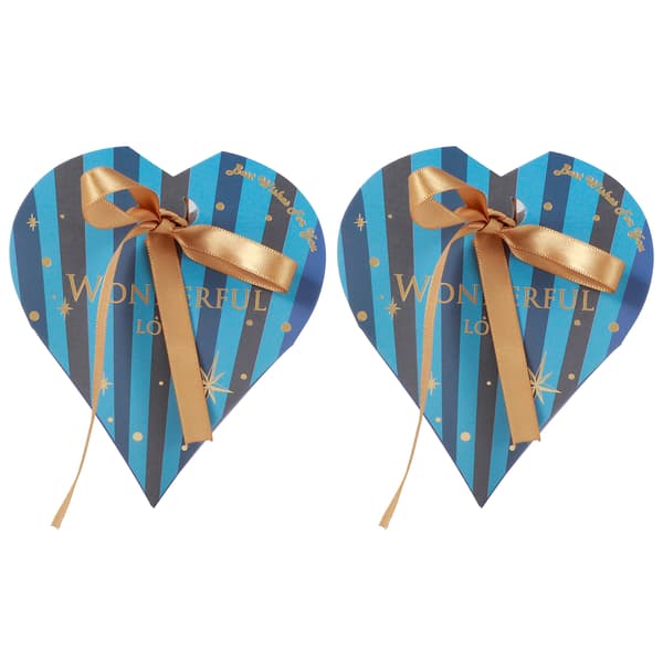 30 stk hjerteformede godteribokser gaveposer til bryllup, babyshower, bursdagsfestdekorasjon (blå boks med gullbånd)