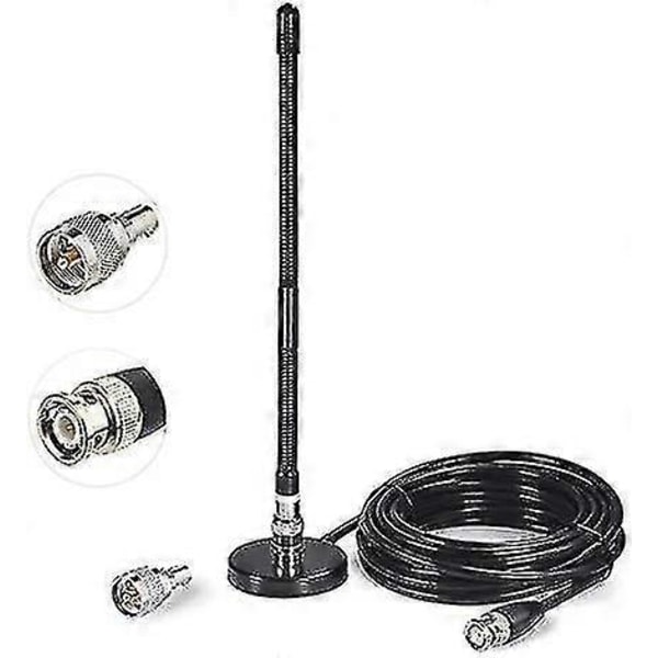 CB Antenne 27MHz CB Antenne Blød Pisk Magnetfod BNC Pl259 Konnektor Antenne Kompatibel Med Cobra Midland Uniden Maxon President Bærbar Ha