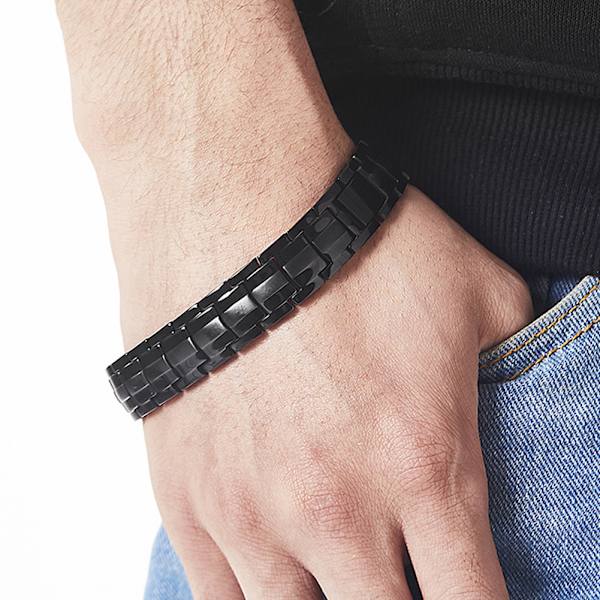 Mode til mænd Magnetisk armbånd Træthedslindring Reducer smerte Sund pleje Magnetisk armbånd Sort