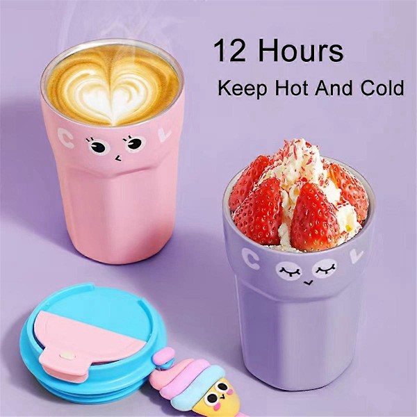 450ML Kreativ Kaffekopp Rostfritt Stål Kaffemugg Tumbler Vit