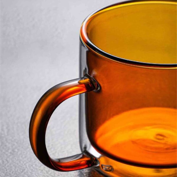 Dubbelväggig isolerad glasmugg Färgglad transparent mugg med handtag kaffekopp