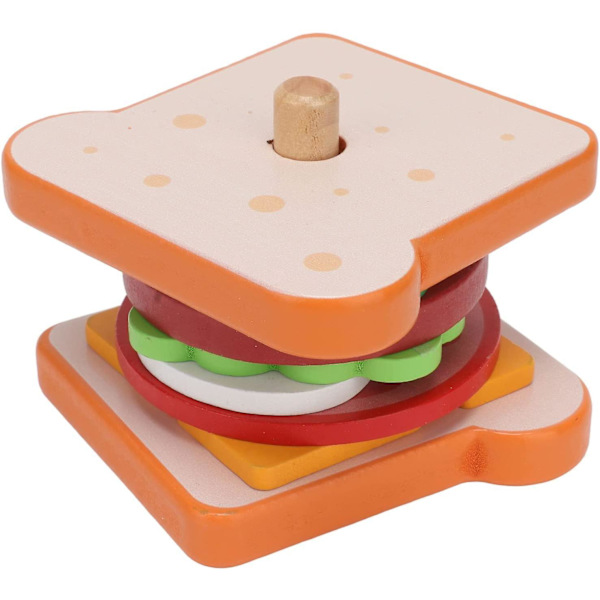 Mini Fast Food Kjøkkensett - Utvikle Fantasien med Søte Treleker for Leken Matlaging - Perfekt for Barnehage (Sandwich)