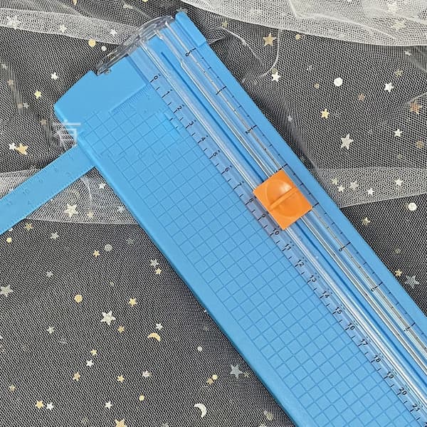 Pappersskärare Liten Mini Fällbar Tydlig Skala Gradfri Kolstål Skärning Scrapbook Papperstrimmer Blå