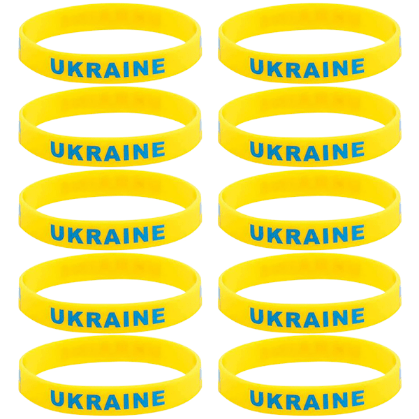 10 kpl Ukrainan lipun rannekoru, monivärinen pehmeä silikoniranneke, lahja rauhan ystäville
