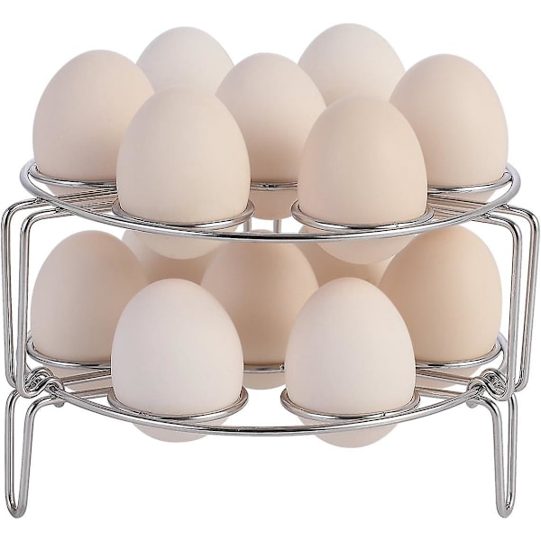 Stackable Stainless Steel Egg Steamer Rack - Fits 5, 6, 8 Qt Instant Pot - 2 Pack Multipurpose Trivet