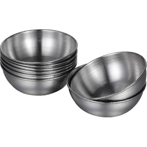 4 Stykker Rustfrit Stål Runde Mini Skåle Husholdnings Krydderi Skål (guld) sølv8stykker