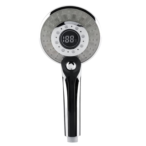 Håndholdt dusjhode med 3 spraymoduser, digitalt display og 3-farget temperaturkontroll LED-lys