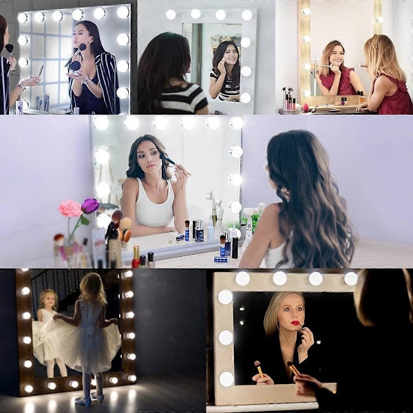 Dww-Lumire de Miroir, 20 Hollywood-lamppua, himmennettävä LED-valosarja meikkipeiliin, kylpyhuoneeseen, 3 väriä, 10 kirkkaustasoa av