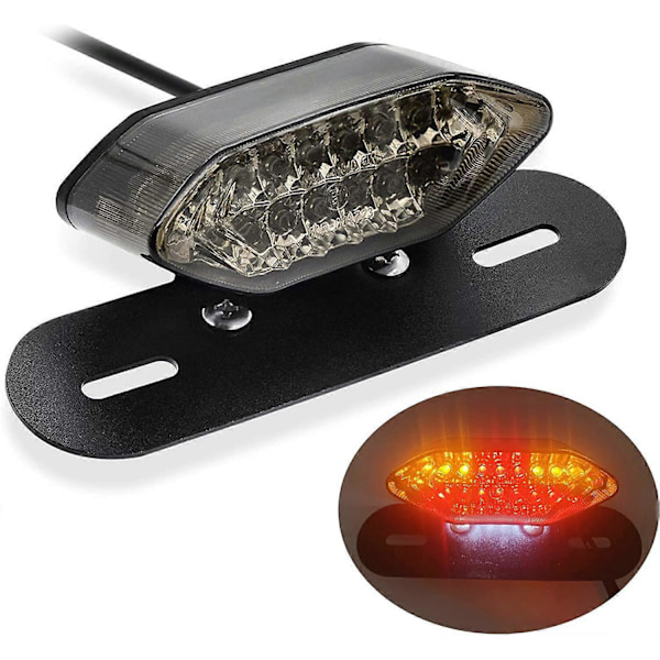 12V Motorcykel Integreret Bremse Baglygte Blinklys Nummerpladebeslag LED Universal Motorcykel Baglygte (Sort Beslag Røget Dæksel)