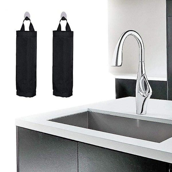 Mesh-pose for handleposer, hengende plastposeholder (Svart, 2 pakker)