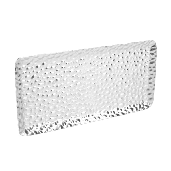 Hammered Bakke - Elegant Lugtfri Rustfrit Stål Serveringsbakke til Stue Soveværelse Køkken Badeværelse 19,5x9,5cm Sølv