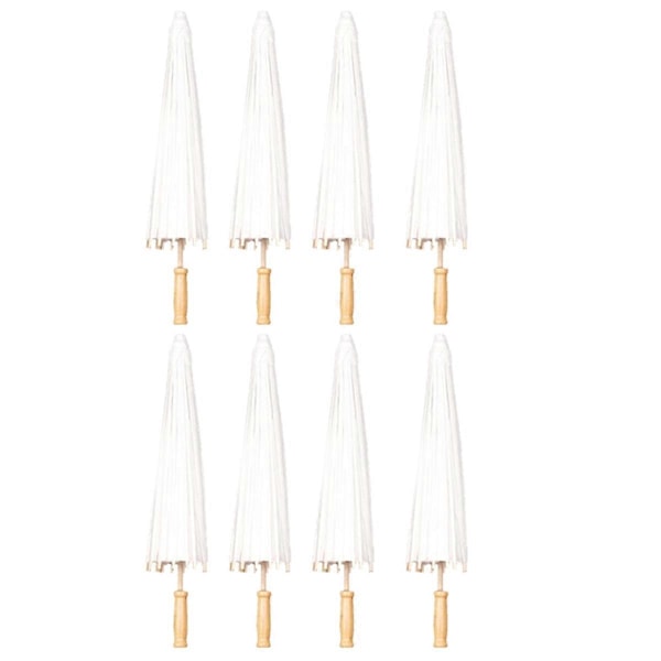 8 stk. Papirparasol Bryllupsparaply Festfavor 60 cm Bambusparaplyer