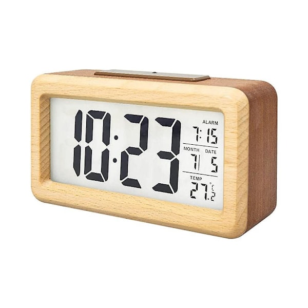 LED-väckarklocka med digital display och temperaturvisning - Stor skärm, batteridriven, justerbar ljusstyrka, snooze-funktion