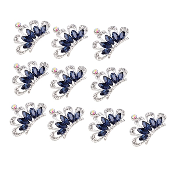 10 st Rhinestone Broscher Krona Sex Kronblad Opal Pärla Brosch Nålar för Kläder Skor Väskor Hår Tillbehör Dekoration 3x4.2cm Blå Krona