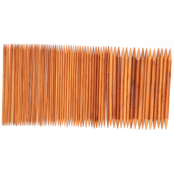 75 st dubbelspetsiga stickor 20 cm/7,8 tum kolsyrade bambustickor set 15 storlekar