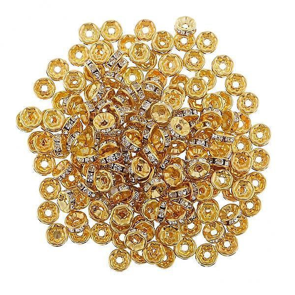 2 x 200 st 8 mm pläterade strass Rondelle Spacer Beads för smyckestillverkning--