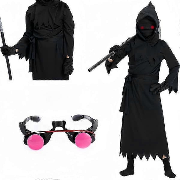 Lysende Halloween Grim Reaper Kostumesæt med Lysende Le til Cosplay 150
