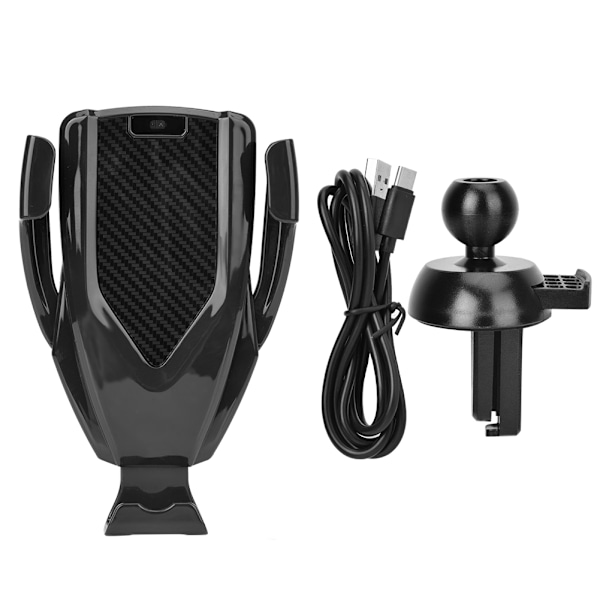 10W/7.5W/5W Automatisk Genkendelse Trådløs Billader Montering 360° Rotation 1500mA Opladning - Sort
