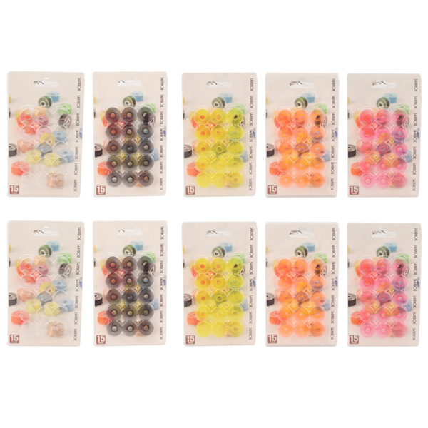 150 stk. farverige spoler i assorterede farver - Transparente, holdbare symaskinespoler i plast til maskinarbejde