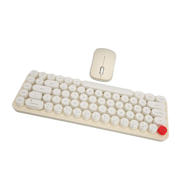 Trådlöst tangentbord Mus Combo Mini Bärbar Retro Silent 2.4G Trådlös 68 tangenter Office Tangentbord Mus Set Beige