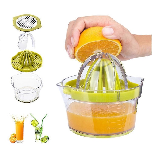 Manuel Professionel Juicer Frugtpresser Limepresser Med Beholder 400ml, 4 I 1 Tåler Opvaskemaskine, Plast Anti-dryp Filter Mekanisme 1 stk. Juni 6.15