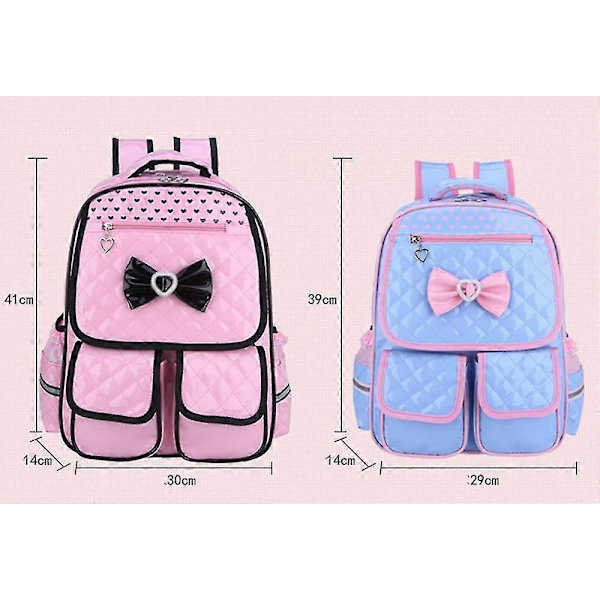 2-pack Söt Rosettryck Ryggsäck Set Flicka Skolväska Liten Rosröd Zekai