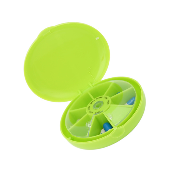Seven Grids Roterende Pills Box Runde 7 rum Piller Organizer til Home TravelGreen
