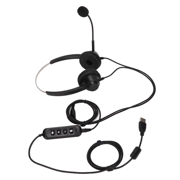 H360D-3.5-U901 Binauralt forretningsheadset 3.5mm USB-kontorheadset støtter justering av høyttalervolum, mikrofon og volumdemping