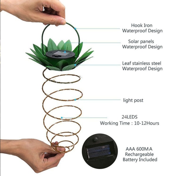 Solcelledrevne jernlykterlampe LED kobbertråd strenglys utendørs vanntett hagedekorasjon hengende lys