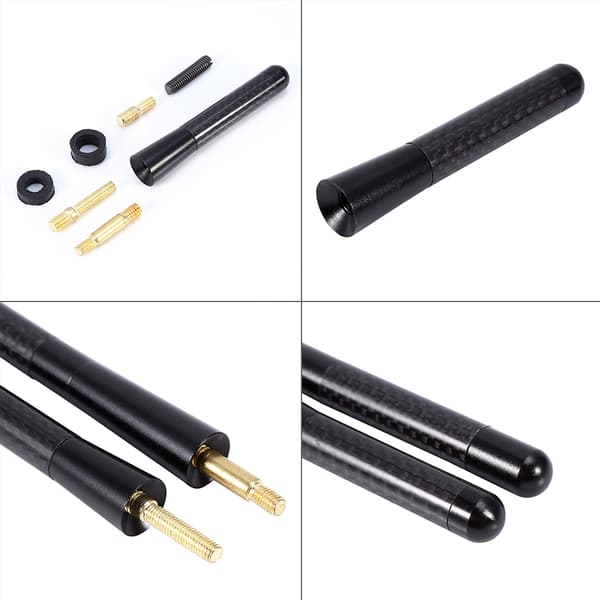 80mm/120mm Sort Kulfiber Skrue Aluminium Bil Kort Antenne Sæt Universal Auto Tilbehør