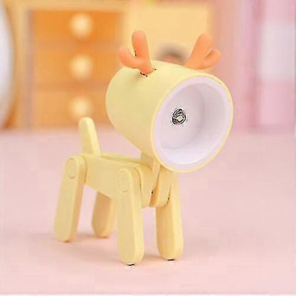 Mini Tegneserie Dyr LED Bordlampe Bærbar Justerbar Sød Kæledyrs Natlampe DGZD gul hjort