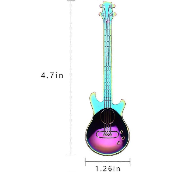 Gitar Kaffeskjeer 6-pakning Søte Skjeer Rustfritt Stål Teskjeer Gitar (flerfarget) Zekai