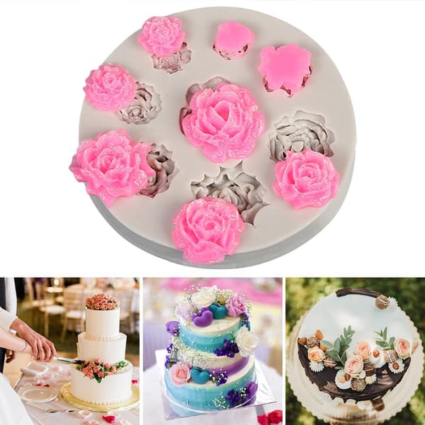 3D Blomst Silikoneform Kagepynt Topper Silikone Jello Sukker Chokolade Fondantforme