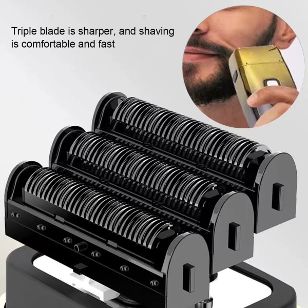 Trippelblade foliebarbermaskine Multifunktion Trådløs elektrisk barbermaskine Vandtæt genopladelig med LCD-skærm til mænd