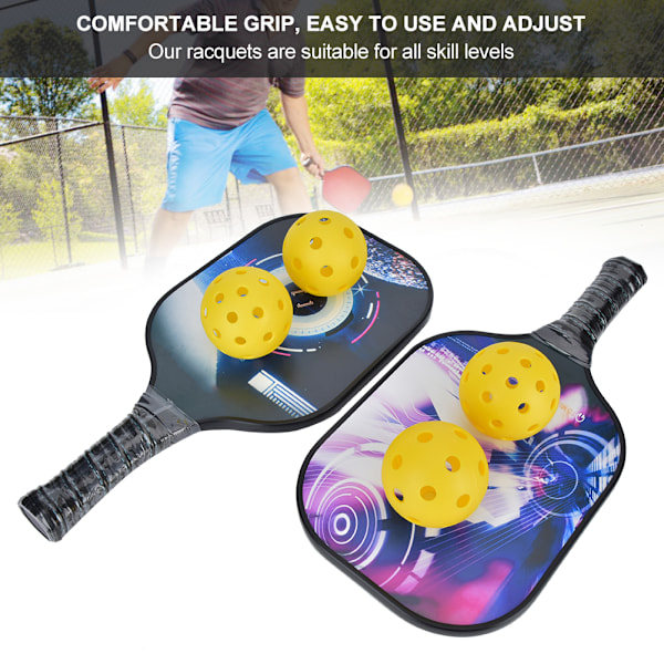 Pickleball-racket i kolfiber, professionell, bärbar, för utomhussporter, optimal bollkontroll