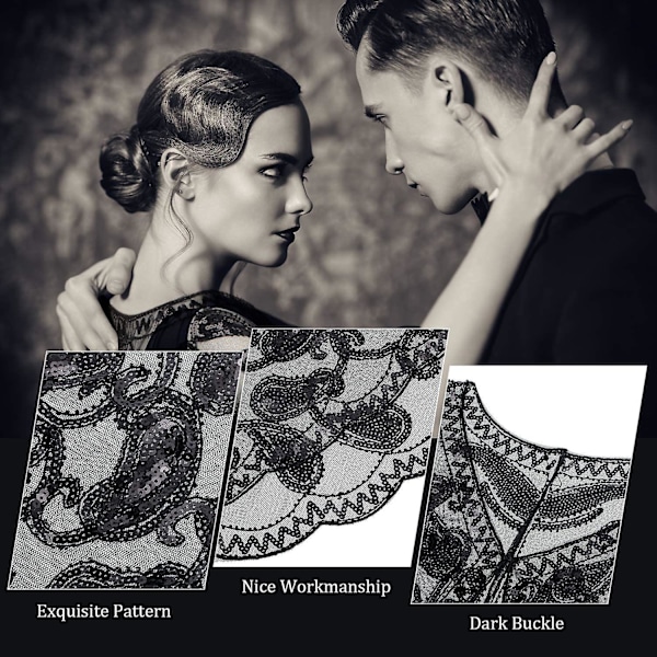 Kvinders 1920'er Sequin Shawl Wrap Brude Shawl Cover Up Perlet Evening Cape Sort