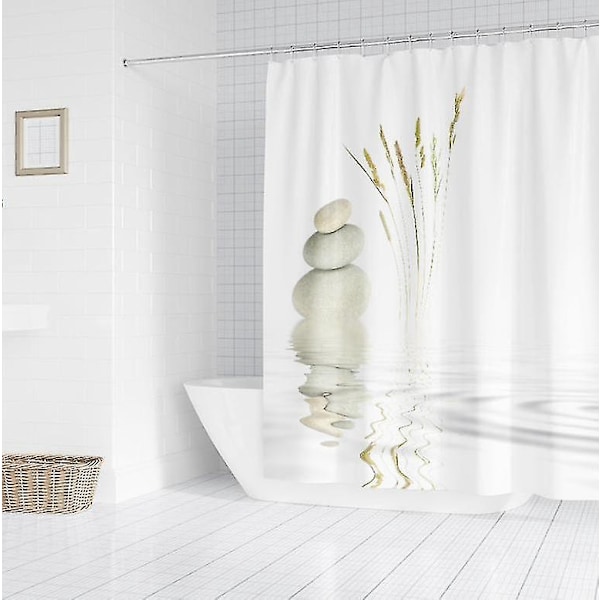 Moderne Design Digitaltrykt Bruseforhæng - 120 X 180 cm, Vandtæt, Vaskbar, Mugbestandig, Polyesterstof med Kroge