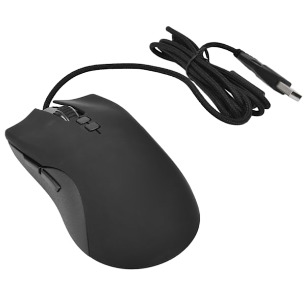 Spelmus med kabel, 6 DPI-nivåer, RGB-bakgrundsbelysning, 6400 DPI, ergonomisk svart spelmus för stationära datorer och bärbara datorer