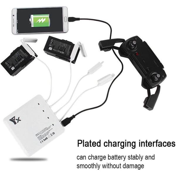 6-i-1 Smart Hub Oplader til DJI Mavic Air Drone Batteri med Dobbelt USB-interface (US-stik)