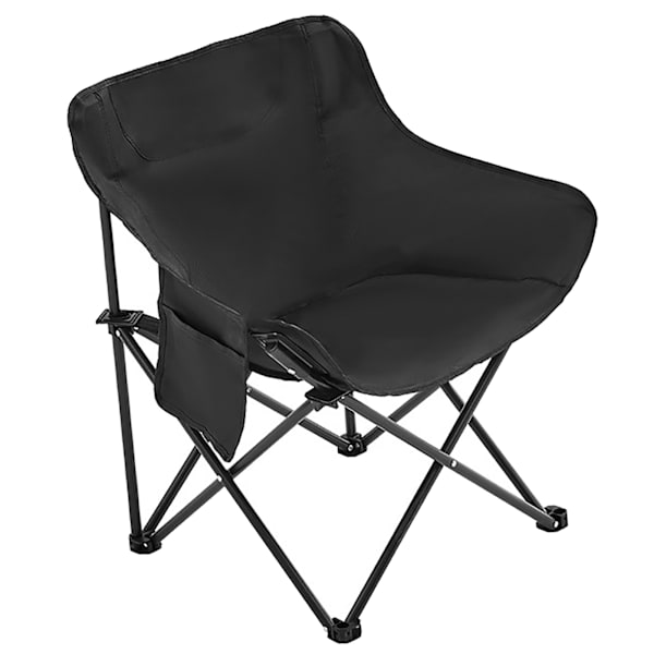 Fällbar campingstol med sidofickor Ergonomisk design Bärbar hopfällbar campingstol för picknick fiske Svart