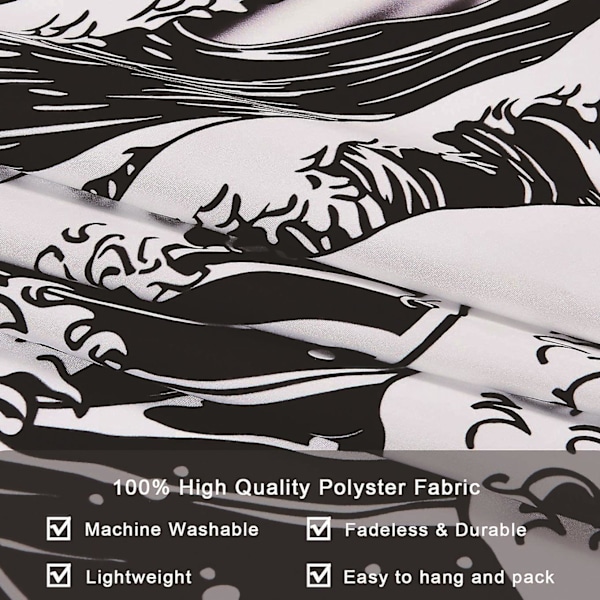 1 stk. veggteppe Great Wave-teppe med solnedgang, svart og hvitt havteppe, veggoppheng for stue soverom (Wave, 150x200cm)