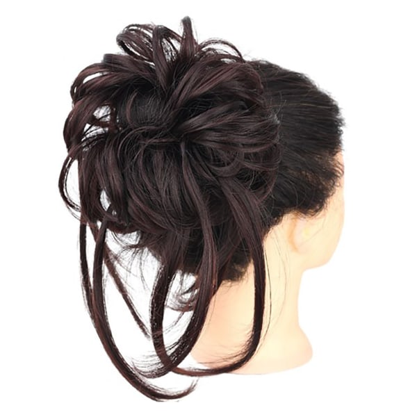 Rodet bolle-hårstykke Hårbolle Scrunchies Naturlig Fluffy Elegant Extension Krøllet Bølget Chignon til kvinder Updo-hårstykke