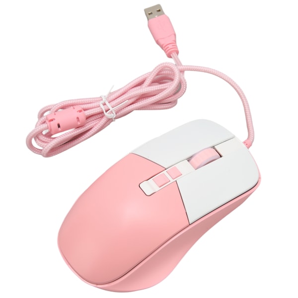 Kablet mus Ergonomisk strømlinjeformet kul RGB Optisk sensor Gaming Mekanisk mus for hjemmekontor Rosa Hvit