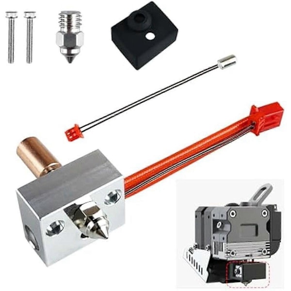 Ekstruder Varmelegeme Blok Kit Termistorer kompatible med 3 S1/Ender3 S1 Pro/CR10 Smart Pro Printer, Bimetal Belagt