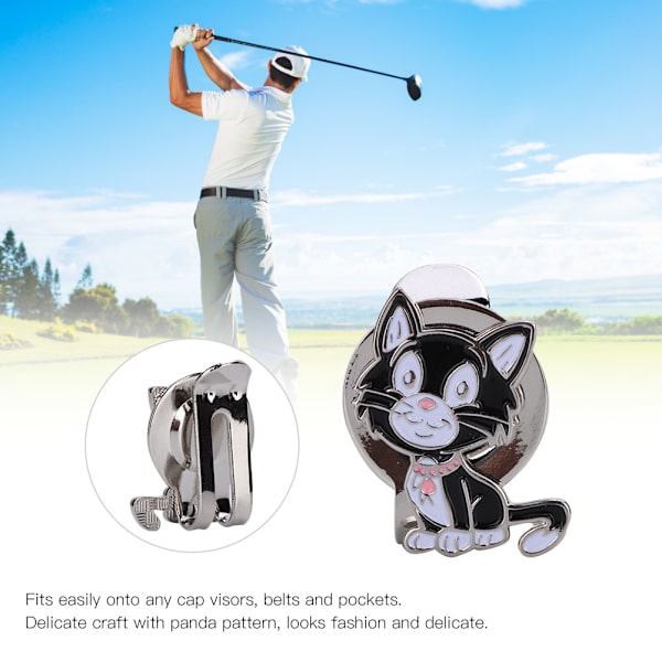 Metall magnetisk golfkeps cap visirklämma tillbehör för bollmarkör (liten svart katt)